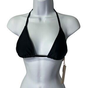 CABANA DEL SOL women’s black string triangle bikini swim top size Medium NWT